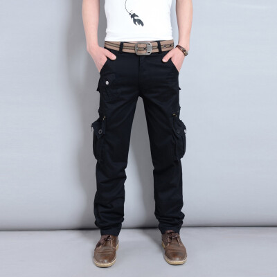 

Gobestart Mens New Fashion Casual Outdoors Solid Work Trousers Multi-pocket Long Pants