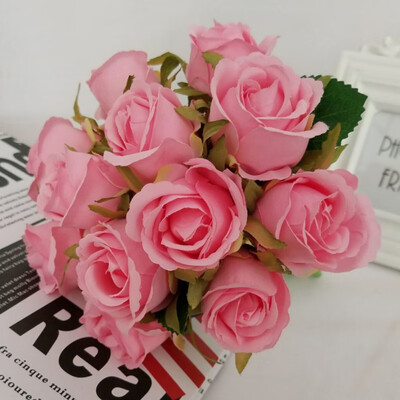 

New Silk Artificial Rose Bouquets Royal Flowers Champagne House Wedding Party Decorations