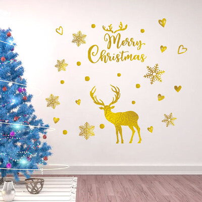 

Tailored Merry Christmas Golden Deer PVC Sticker Wall Sticker Living Room Decoration
