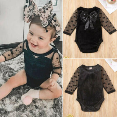 

UK Newborn Baby Girls Lace Long Sleeve Romper Jumpsuit Bodysuit Clothes Outfits