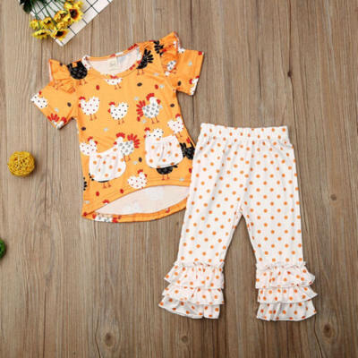 

2pcs Toddler Baby Girl Thanksgiving Clothes Turkey Tops Leggings Pants Outfits