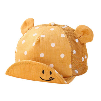 

New Childrens Men And Women Baby Smiley Face Polka Dot Cap Soft Edge Cap Mesh Cap Multi-Color Optional