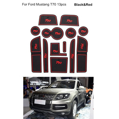 

13pcs Replacement for Ford Mustang T70 Door Groove Gate Slot Pad Anti-Slip Cup Cushion Protection Mats