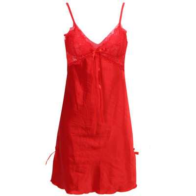 

Ladies Sexy Silk Sleepwear Satin Nightgown V-neck Nightdress Slip Nighties Summer Night Dress Lace Night Gown Lingerie For Women