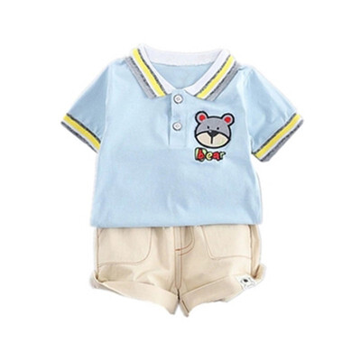 

Summer Kids Boys Clothes Set Short Sleeve Cartoon Bear Print Tops Blouse T-shirtShorts Children Casual Outfits Boy Costume Sets