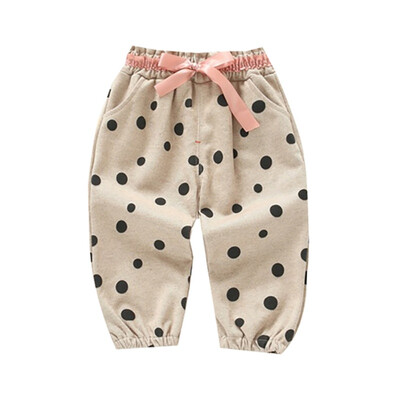 

Wear Autumn Baby Girls Clothes Kids Pants Dot Polka Bow Casual Trousers Princess Long Pant