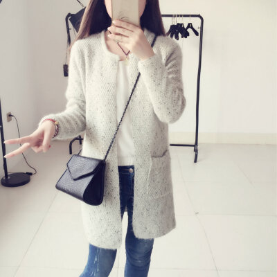 

Knitted Sweater Coat Female Long Section Loose Korean Version Of The Simple Fashion Cardigan Comfortable Breathable Wild New