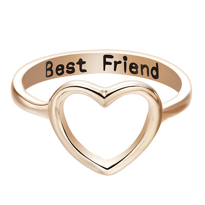 

Fashion Best Friends Letter Ring Simple Hollow Heart Ring Friendship Jewelry