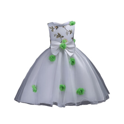 

Dress Childrens Embroidery Flower Sleeveless Princess Dress For Girl 5 Colors Ball Gown Wedding Dress