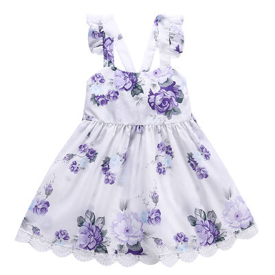 

Summer Lovely Flower Print Girl Dress Toddler Girls Princess Dresses Childrens Clothing For Girls