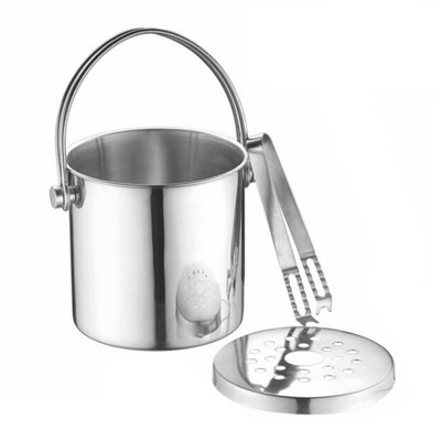 

Stainless Steel Ice Bucket Ice Cube Container 2L Champagne Beverage Bucket with Tongs Strainer