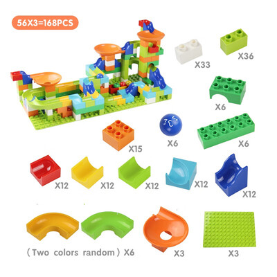 

56-224Pcs Big Size Brick Marble Race Run Maze Ball Track Diy Building Blocks Compatible LegoINGly Duploe block toys for children