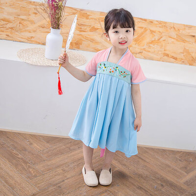 

Summer Casual Baby Girls Floral Embroidery Short Sleeve Dress Kids Toddler Pageant Sundress