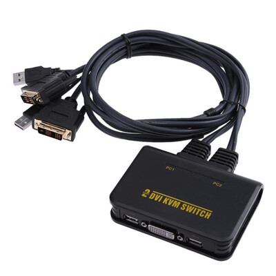 

2 Port USB20 DVI KVM Switcher Switch Box 2 in 1 Audio Video Cable Keyboard Mouse HD Monitor KVM Switch