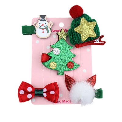 

5Pcs Set Baby Kids Fashion Christmas Hair Pin Cute Crown Snowman Bow Hair Accessories Headdress