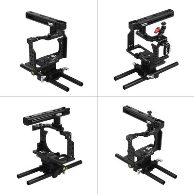 

Andoer Camera Cage Top Handle 15mm Rod Baseplate Kit Video Film Movie Making Stabilizer Aluminum Alloy with Cold Shoe Mount Ca