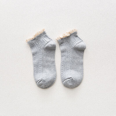 

1pairs Japanese Basic Models Solid Color Retro Cloth Female Socks Medium Tube Cotton Harajuku Sweet Lace Fringe Ankle Socks