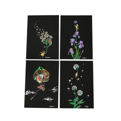 

〖Follure〗4pcs 20x14cm Magic Scratch Art Painting Paper With Drawing Stick Kids Toy