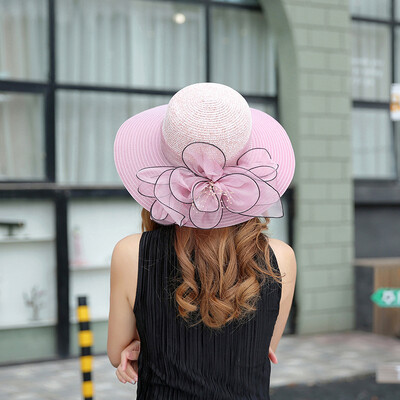 

New summer female Eugen yarn basin cap outdoor UV protection sun cap large edge sunscreen fishermans hat