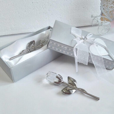 

Artificial Crystal Rose With Metal Rod Flower Branch Decoration Pendant Valentines Day Gift Flower For Wedding