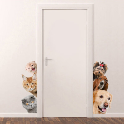 

Simulation of three small cat 3D wall stickers Funny cat dog wall stickers for Door Window Wardrobe Fridge Decorations