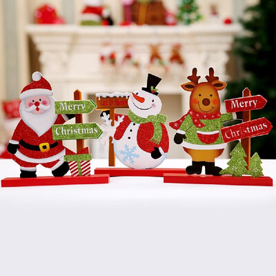 

New Christmas Decorations Wooden Snowman Christmas Bar Small Ornaments Desktop Layout