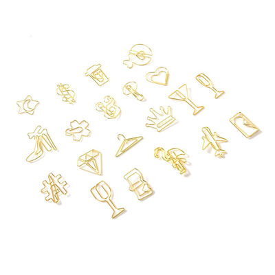 

Type Random 20pcs Golden Ring Rhinestones Shape Paper Clip Bookmark Office DIY Documents Clip