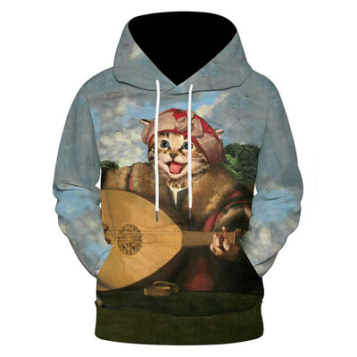 

Toponeto Mens Autumn Spring Fashion 3D Printing Hoodie Hooded Loose Long Sleeve Top