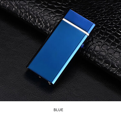 

USB Rechargeable Electronic Hit Fire Machine Windproof Flameless Pure Color Metal Smoking Cigarette Lighters of Double Arc