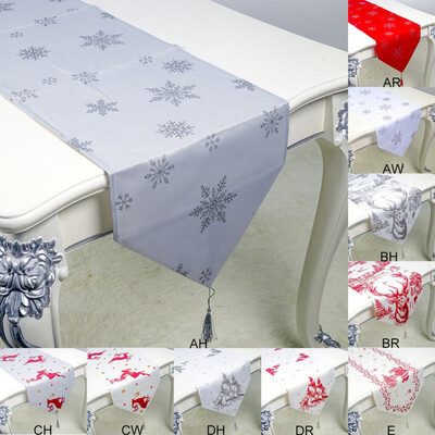 

1PC 35x200cm Christmas Table Runner Mat Tablecloth Christmas Flag Home Party Table Decoration For Christmas Table Runner