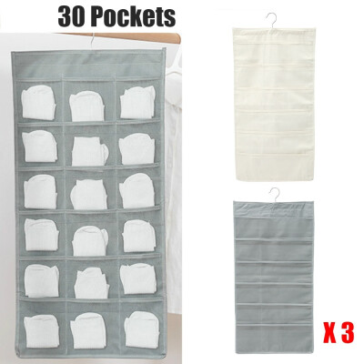 

1pc3pcs Foldable Wall Hanging Closet Organizer 30 Pockets Bra Underwear Toy Sundries Sorting Storage Bag