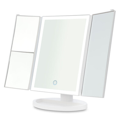 

Tri-folded 2X 3X 10X Magnification 3 Sides LED Light Cosmetic Mirror