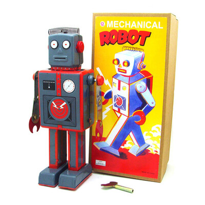 

YIWULATinplate Nostalgic Clockwork Chain Toy Photography Props Robot MS384