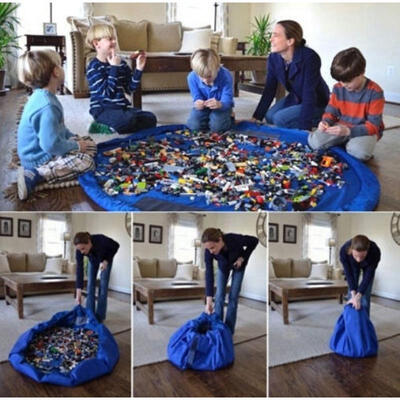 

New Large Portable Kids Toy Storage Bag&Play Mat Lego Toys Organizer Bin Box