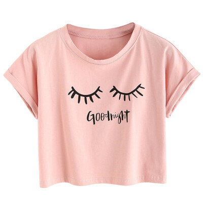 

Cotton Letter Printed Cute T-Shirt 2018 Women Summer Crop Top women Top Clothes Short Sleeve Tees