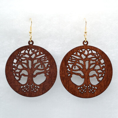 

Fashion 1 pair personality jewelry tree of Life New design Big handmade Natural african red wood tree earrings jewelry