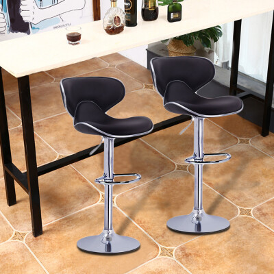 

Gobestart Set Of 2 Leather Adjustable Bar Stools Counter Height Swivel Stool