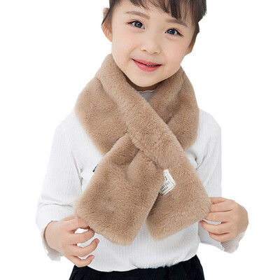 

Children Scarf Boys Girls Winter Thicken Plush Faux Rabbit Fur Scarf Solid Color Neck Warmer