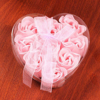 

Scented Rose Flower Heart Shape Gift Box Bath Body Soap Gift Wedding Party Favor 9Pcs