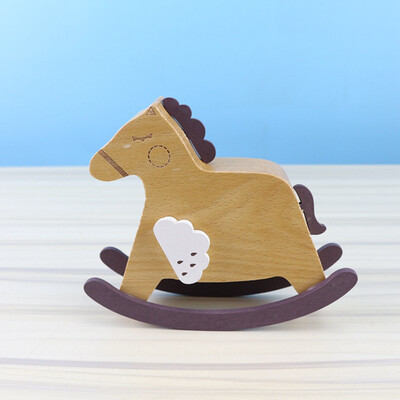 

Gobestart Rocking Horse Elm Music Box Creative Wood Crafts Music Box Gifts Birthday Gift