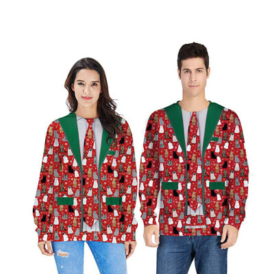 

Toponeto Mens Casual Christmas Lover 3D Print Party Long Sleeve Hoodie Top Blouse