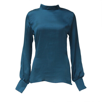 

Elegant Lady Chiffon Blouse Women Long Sleeve Turtleneck Work Wear Shirts Tops Casual Solid Blusas