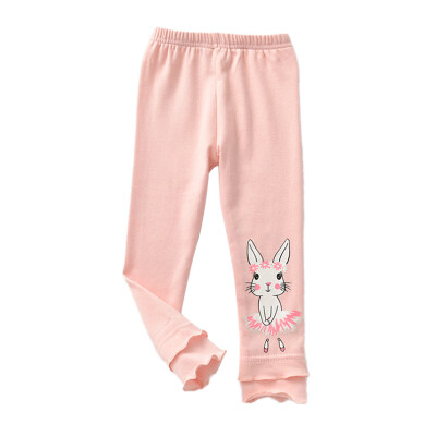 

Autumn Newborn Baby Girls Pants Cotton Leggings Elastic Waist Cartoon Rabbit Design Toddler Bottoms
