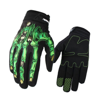 

Mens Cycling Biker Racing Motorcycle Mitten Polyester Skeleton Goth Skull Bone Full Finger Sport Gloves jeaz