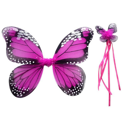 

Fairy Wings Butterfly Princess Double Folding Costume Sets Fairy Stick Props Butterfly Wings Shawl Kids Costume Accessory