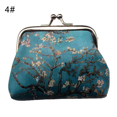 

Retro Women Printing Kiss Lock Clutch Bag Coin Purse Keys Holder Mini Wallet