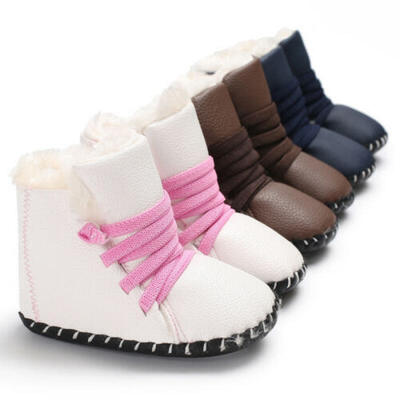 

UK Baby Boy Girl Warm Boots Sneakers Fur Soft Crib Pram Shoes Prewalker 0-18M