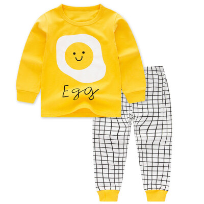 

2019 Autumn Baby Kids Girls Long Sleeve Cartoon Print T-Shirt TopPants Outfits Pajamas Sleepwear Set