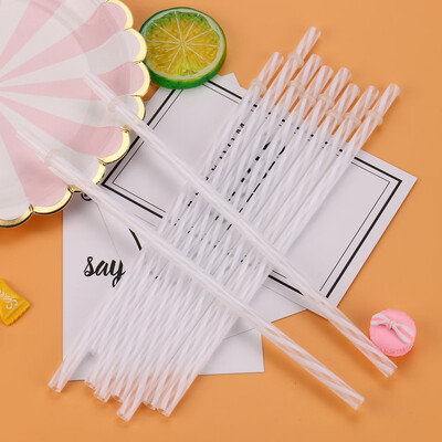 

Gobestart Colorful Reusable Hard Plastic Stripe Drinking Straws Party Decoration