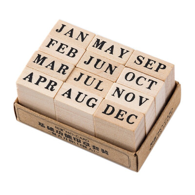 

1set DIY wooden rubber stamps Number Week Month Pattern Wood Stamps wood decoration For Letter for scrapbooking stamp